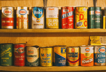 Vintage oil cans.