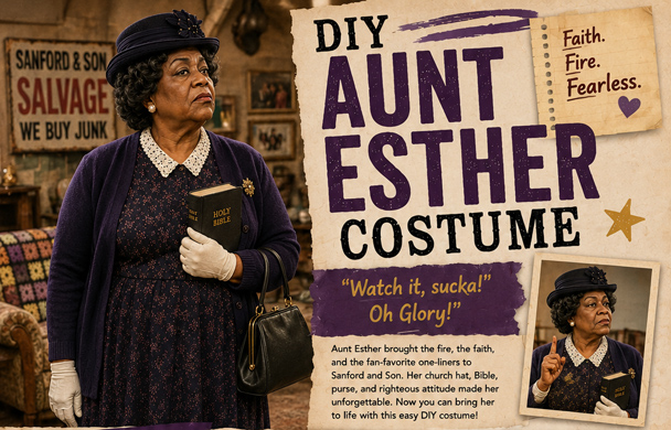Infographic of the DIY Aunt Esther costume