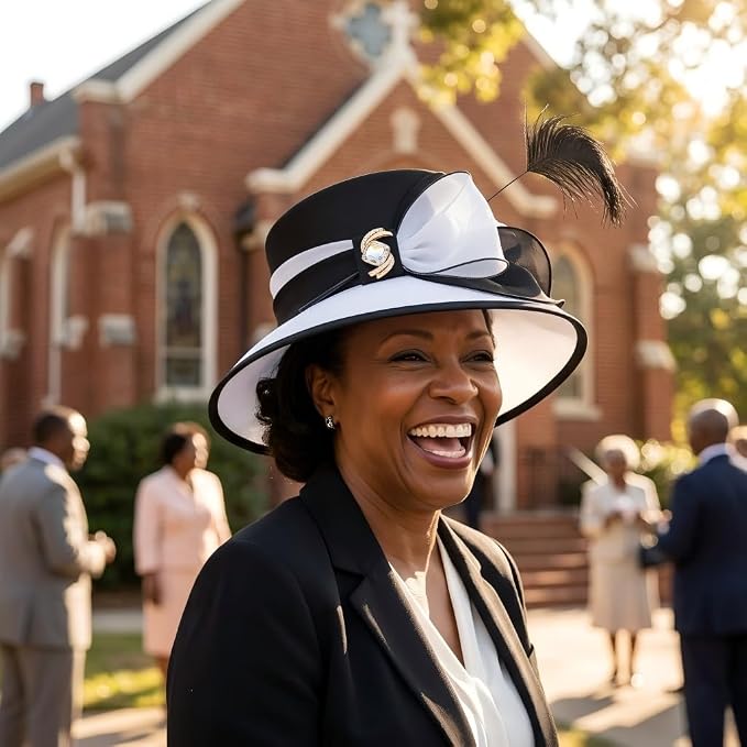 Black and White Church Hat for DIY Aunt Esther Costume