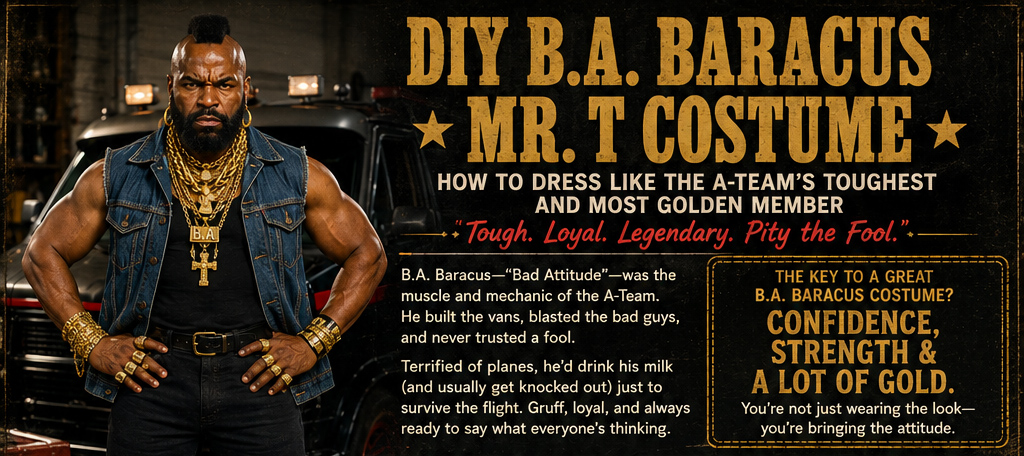 Infographic of the DIY B.A. Baracus Mr. T Costume