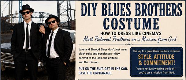 Infographic of the DIY Blues Brothers costume