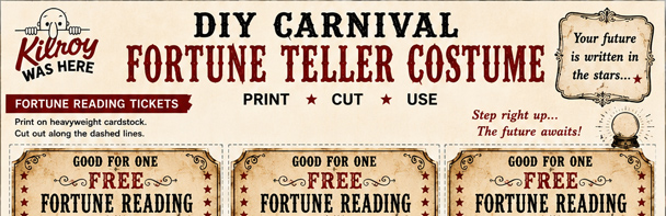 Free printable Invitations & Guest Registration Cards for your DIY Carnival Fortune Teller Costume