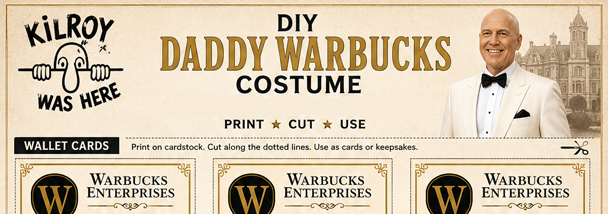 Business Card and Executive Visitor Pass for your DIY Daddy Warbucks Costume