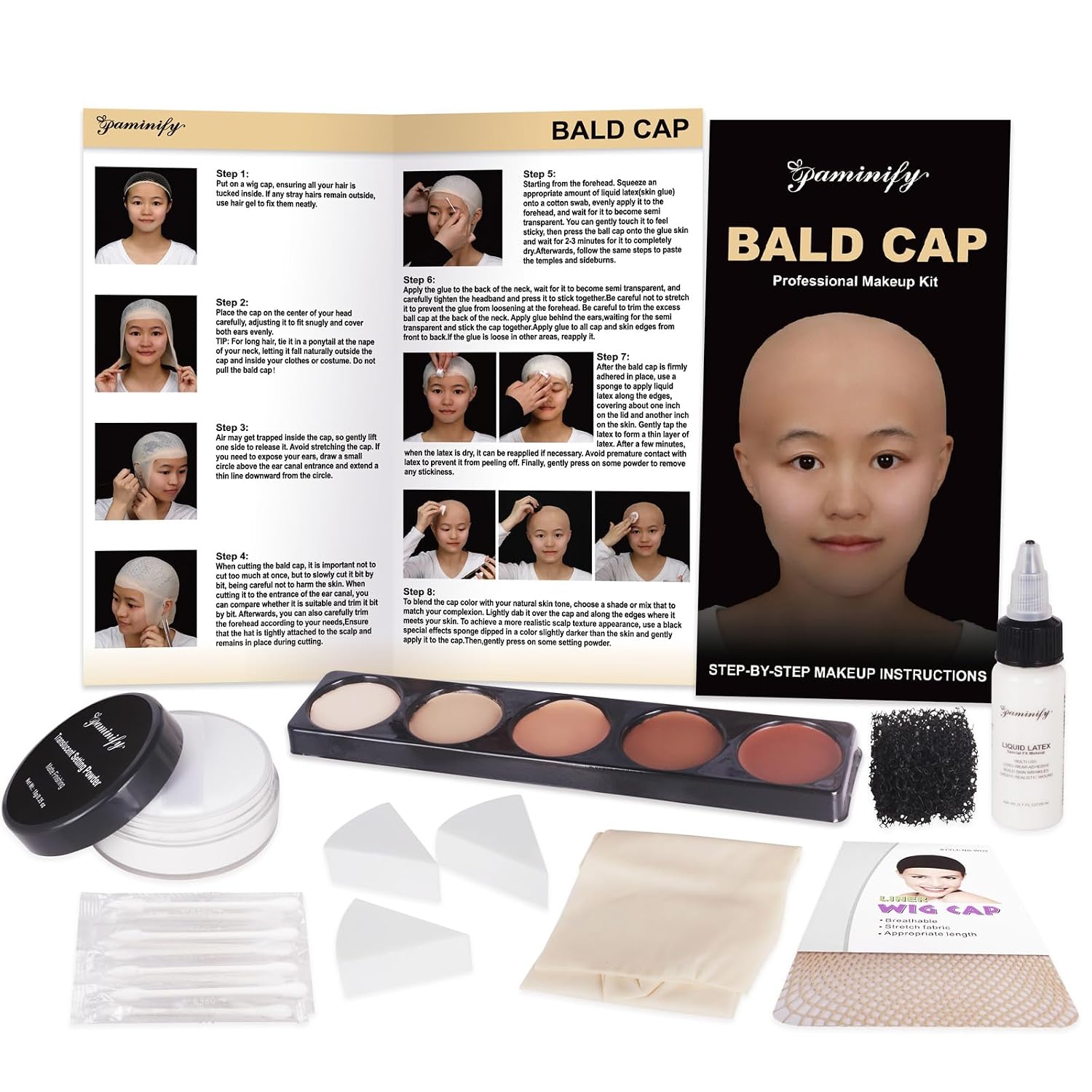 Adult Bald Cap Makeup Kit for DIY Daddy Warbucks Costume