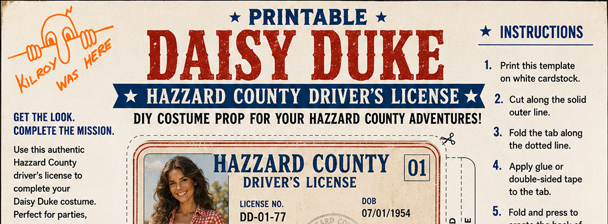 Drivers License for your DIY Daisy Duke Costume