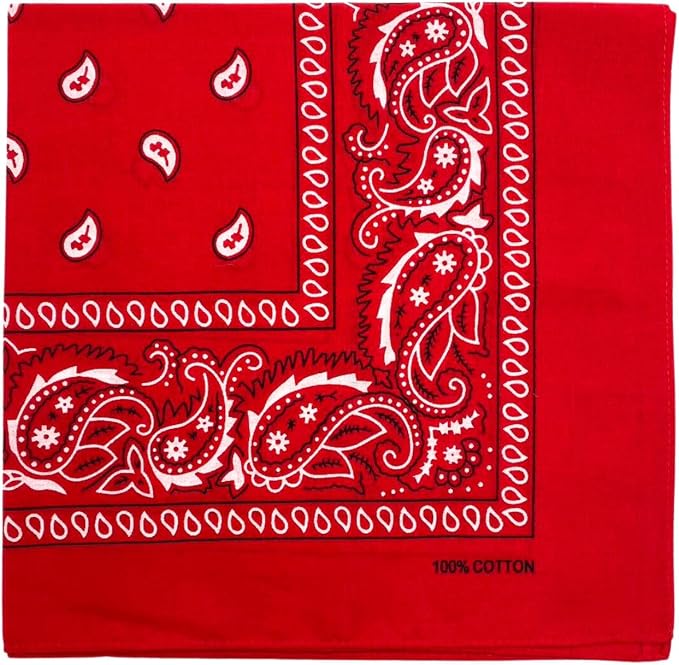 Red Cotton Paisley Bandana for DIY Daryl Dixon Walking Dead Costume