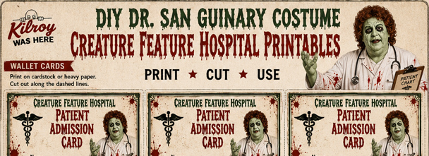 Free printable Patient Admission Card & Patient Intake Record for your DIY Dr. San Guinary Costume