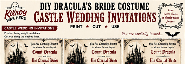 Free printable Invitations & Guest Registration Cards for your DIY Dracula's Bride Costume