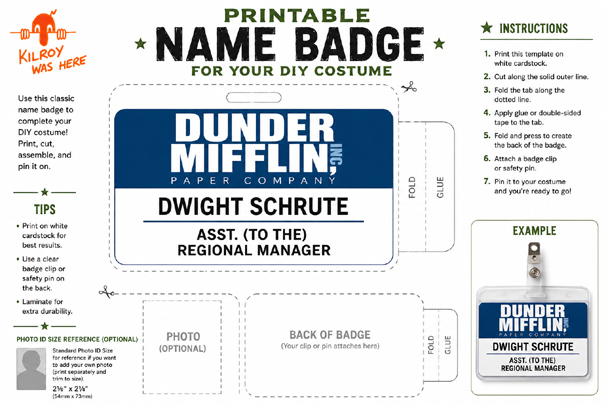 Printable name bag for your DIY Dwight Schrute costume