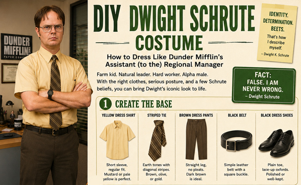 Infographic of the DIY Dwight Schrute costume