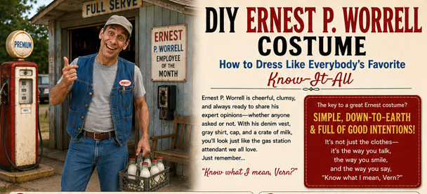 Infographic of the DIY Ernest P. Worrell Costume