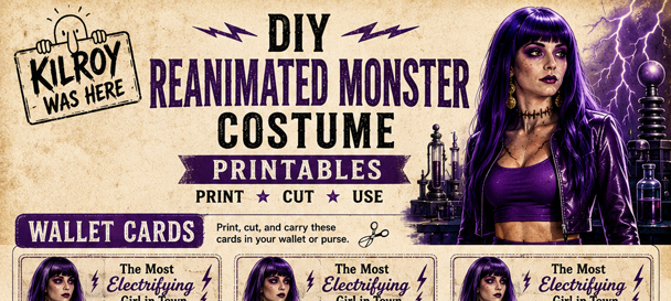 Night Club Calling Cards and Mad Science Laboratory Visitor Pass for your DIY Frankenhooker Costume