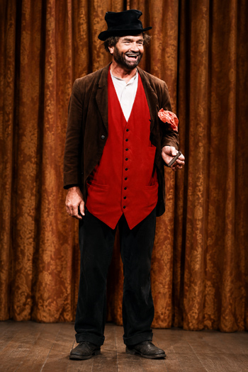 DIY Freddie the Freeloader Costume with top hat, red vest, and painted beard