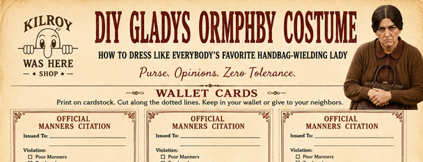 Free printable Official Manners Citation Community and Decorum Inspection Report for your DIY Gladys Ormphby Costume