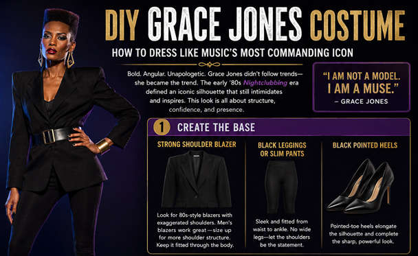 Infographic of the DIY Grace Jones costume