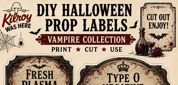 Free printable Vampire Collection for your DIY Halloween Prop Labels