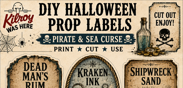 Free printable Pirate & Sea Curse for your DIY Halloween Prop Labels