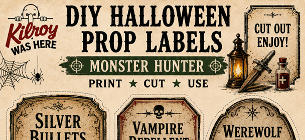 Free printable Monster Hunter for your DIY Halloween Prop Labels