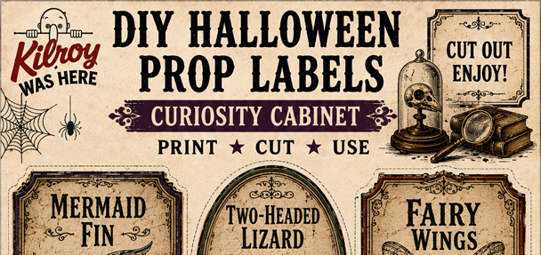 Free printable Curiosity Cabinet for your DIY Halloween Prop Labels