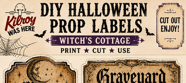 Free printable Witch's Cottage for your DIY Halloween Prop Labels