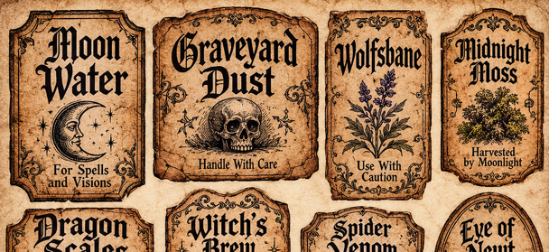 Witch's Cottage for your DIY Halloween Prop Labels