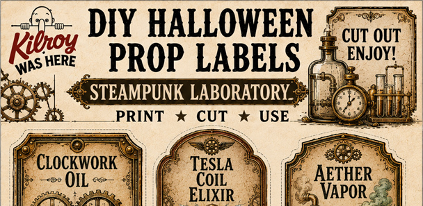 Free printable Steampunk Laboratory for your DIY Halloween Prop Labels Part 2