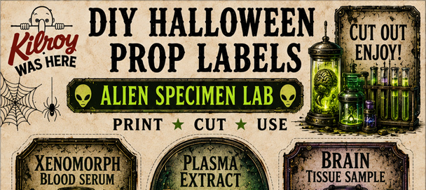 Free printable Alien Specimen Lab for your DIY Halloween Prop Labels Part 2