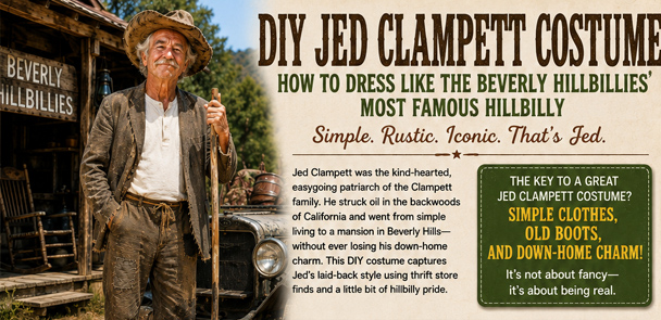 Infographic of the DIY Jed Clampett Costume