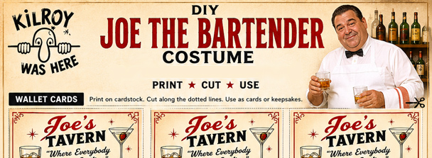Business Card and bar Tab for your DIY Joe the Bartender Costume