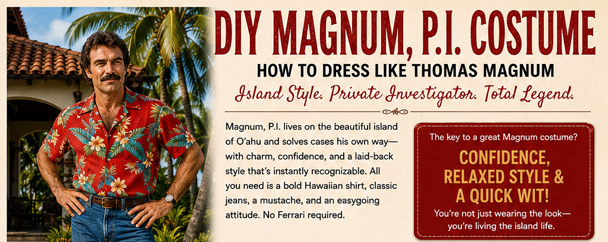 Infrographic for your DIY Magnum P.I. Costume