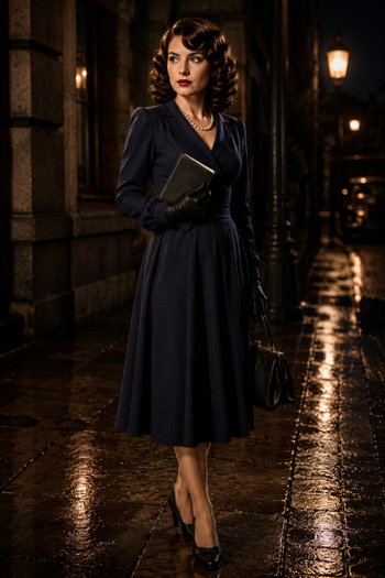 DIY Margo Lane Costume with vintage dress, pearls, and finger wave hair