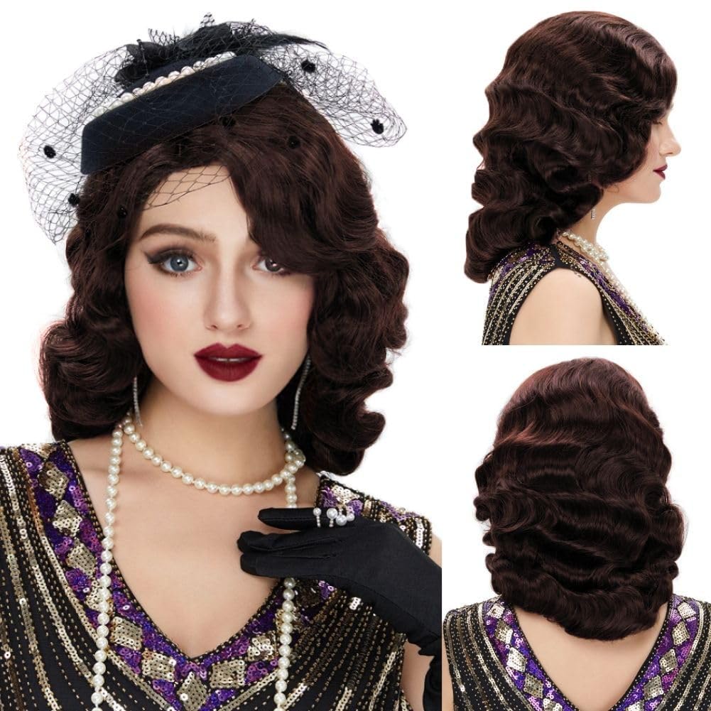 Brown Finger Wave Wig for DIY Margo Lane Costume