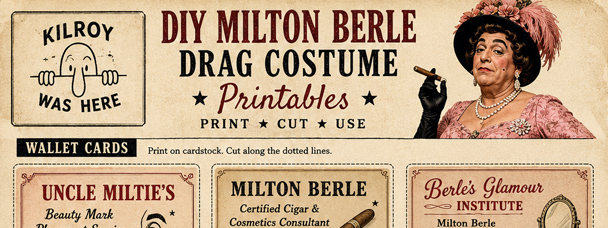 Free printable Business cards & Comedy Stardom for your DIY Milton Berle Drag Costume