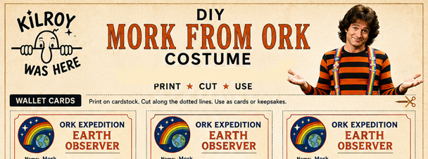 Earth Visitor ID Cards and Earth Observation Report for your DIY Mork from Ork Costume