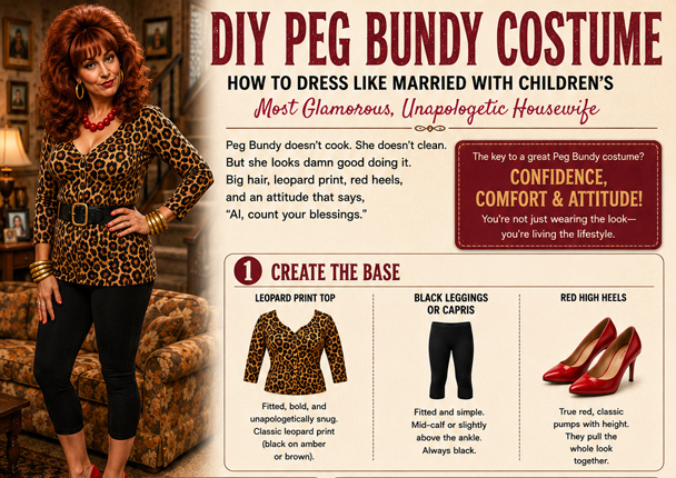 Infographic of the DIY Peg Bundy costume