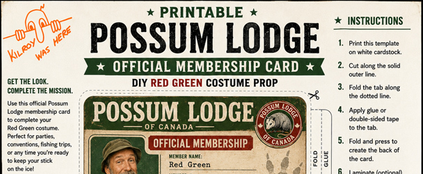 Possum Lodge Membership Card for your DIY Red Green Costume