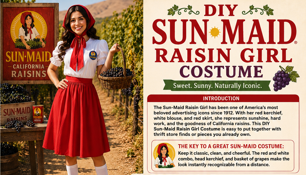 Infrographic DIY Sun-Maid Raisin Girl Costume