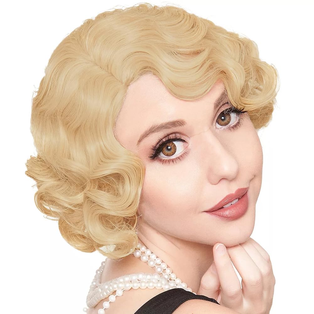 Blonde 1930s Finger Wave Wig for DIY Tess Trueheart Costume