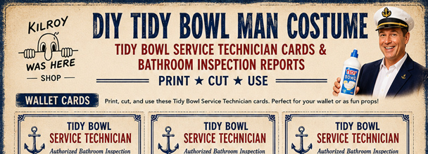 Official Tidy Bowl Service Technician and Bathroom Inspection Report for your DIY Tidy Bowl Man Costume