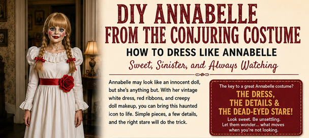 Infrographic for your DIY Annabelle from The Conjuring Costume