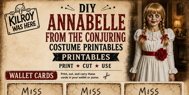  Miss Me? cards and Warren Occult Case Files for your DIY Annabelle from The Conjuring Costume