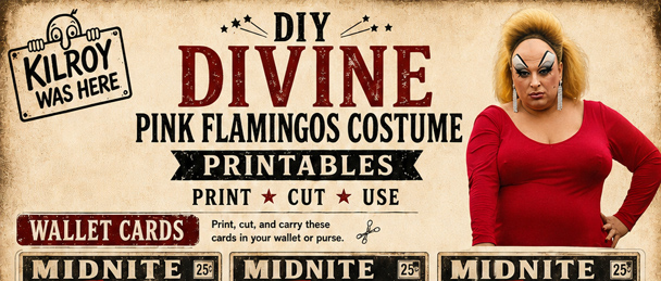 Free printable Wallets cards and Devine poster for your DIY Divine Costume