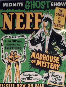 Historic Spook Show theater poster promoting live ghost illusions, séances, and audience participation.