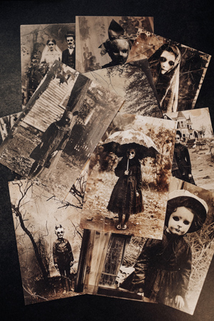 Vintage Halloween Collectibles displayed spooky photographs with an eerie and haunting aesthetic, ideal for Halloween themes.