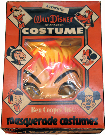 Vintage Halloween Collectibles featuring a boxed 1950s Ben Cooper Tinkerbell costume with its original packaging and colorful artwork.