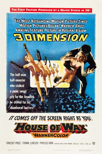 1953 House of Wax 3D movie poster featuring Vincent Price and the original theatrical artwork