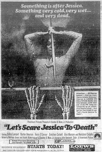 Let's Scare Jessica to Death Newspaper Black and White ad