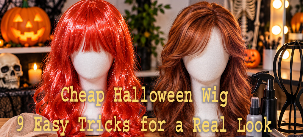 Cheap Halloween wig before and after simple costume styling