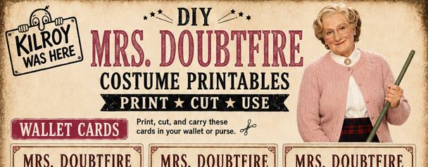 Business cards and Household Schedule for your DIY Mrs. Doubtfire Costume