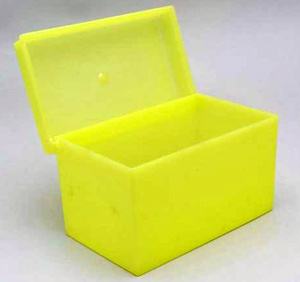Yellow recipe box.